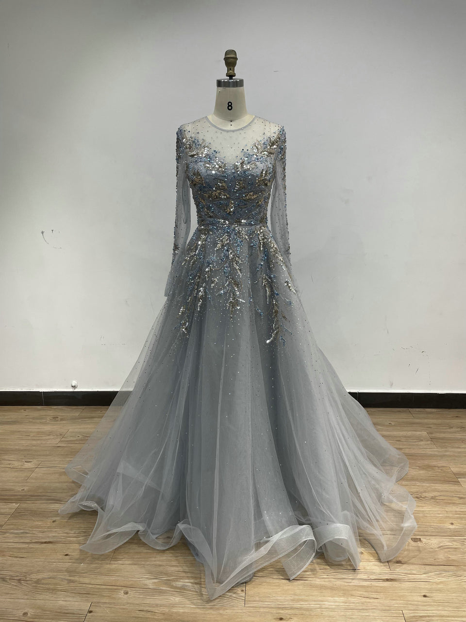 Luxury A Line Long Sleeve Evening Dress DCJ013