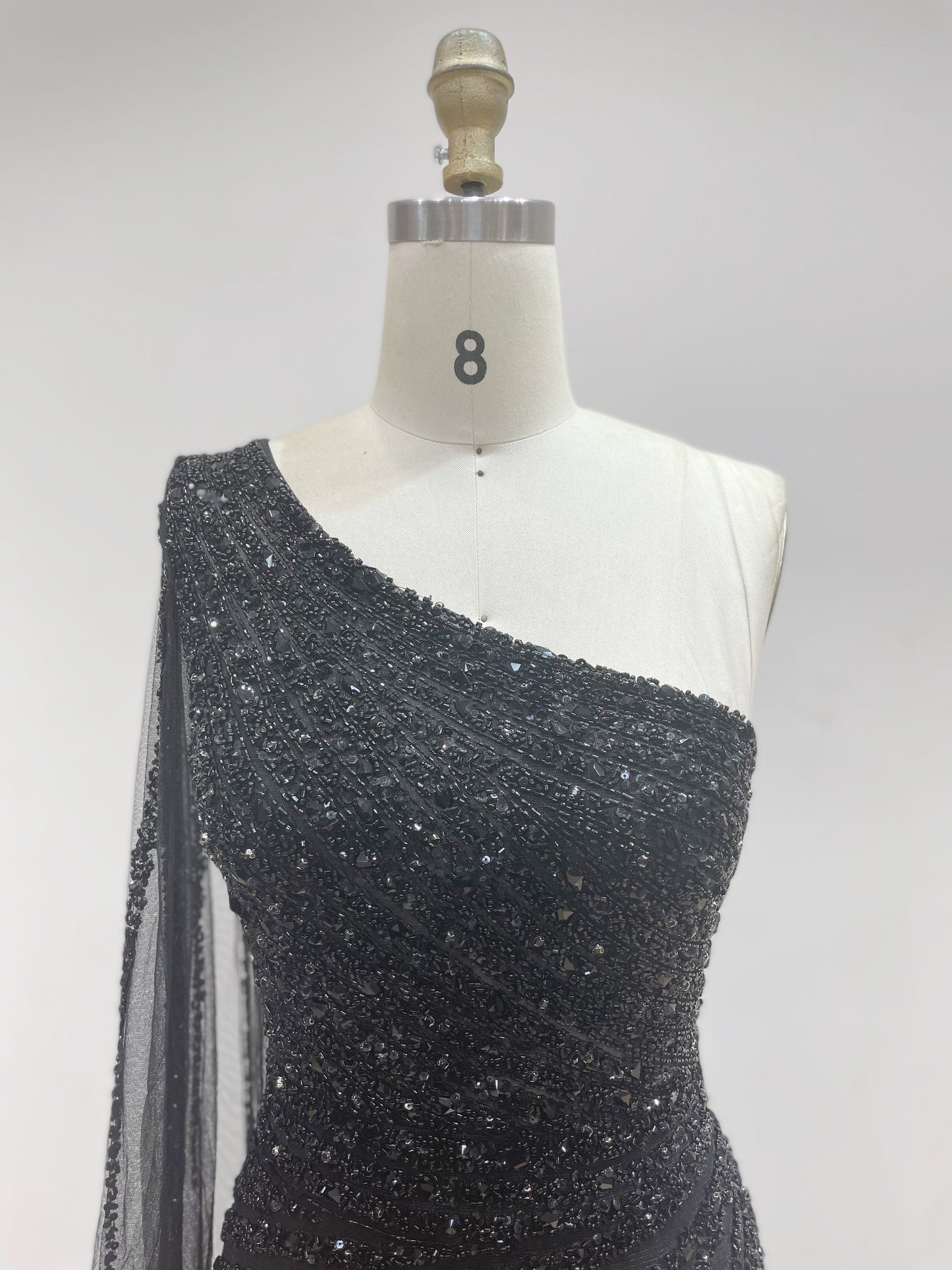 Luxury One Shoulder Couture Beading  High Split Shealth Evening Dress DDS036