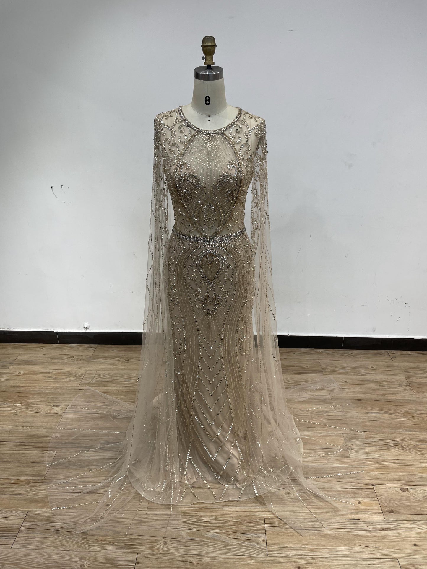 Luxury Haute Couture Beading Long Sleeve Evening Gown DKN0297