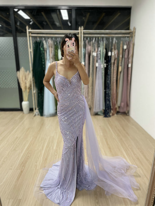 Spaghetti Strap Handmade Beading Evening Dress MB40058