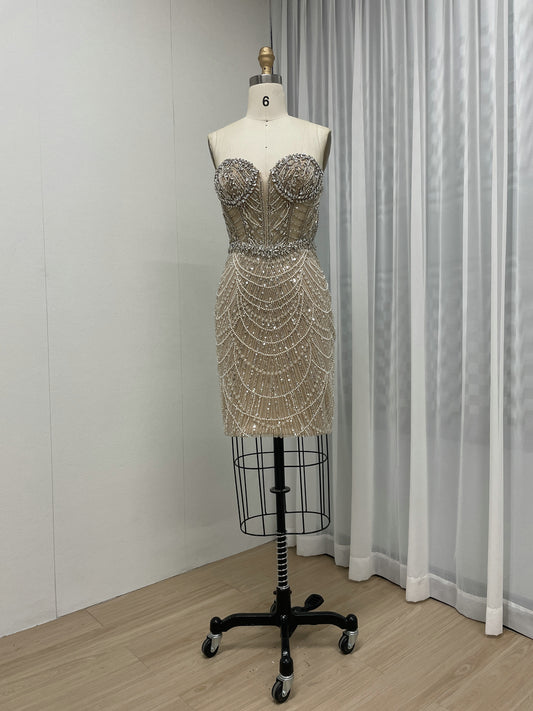 Strapless Sweetheart Corset Beading Short Party Dress MB40213S