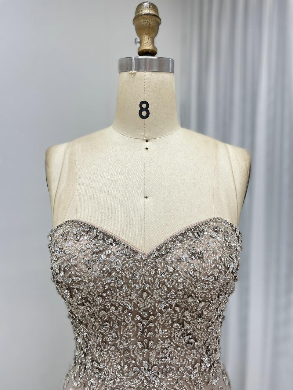 High Slit Dubai Evening Dress for Banquet Embellished Sparkling Beaded With Detachable Cape Sleeve MB40237-2