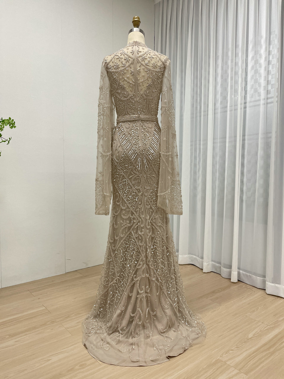 Dignified Long Sleeves High Neck Mermaid Evening Dresses Of The Bride Dresses MB40247