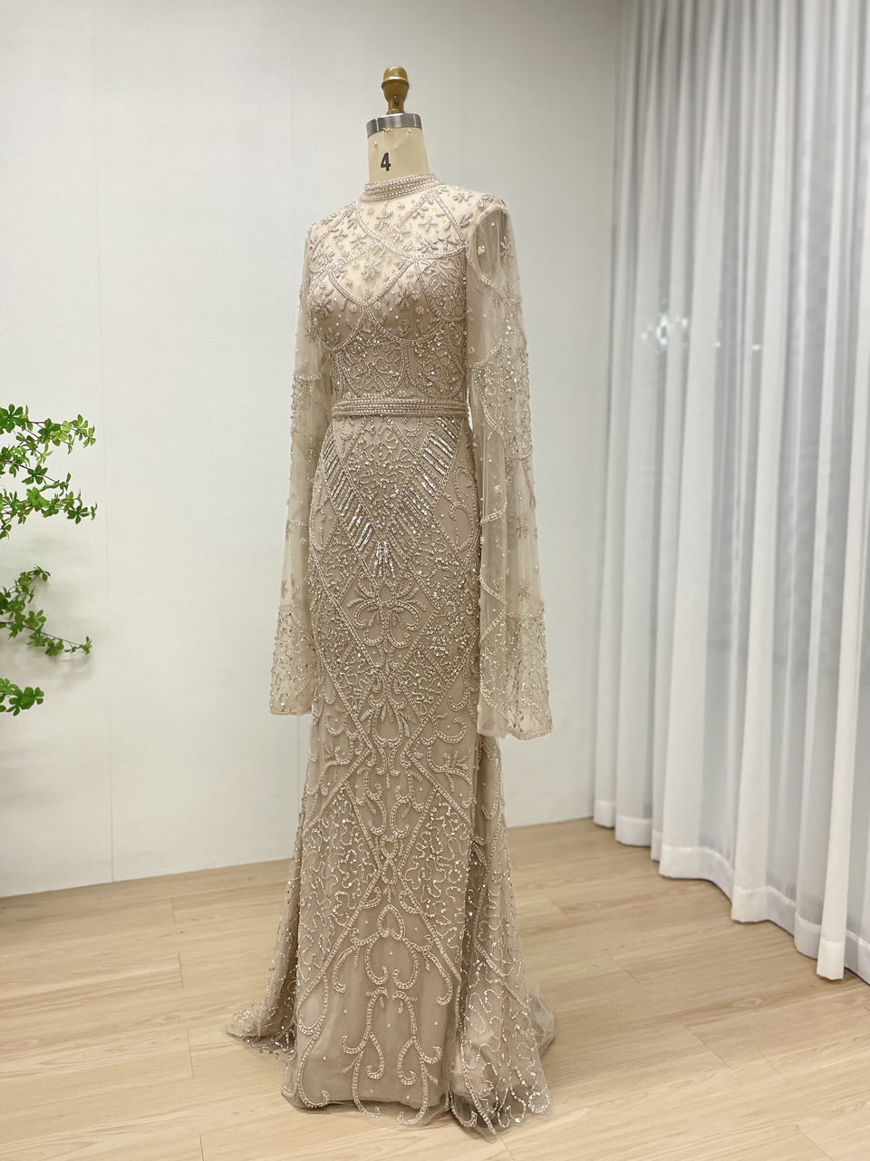 Dignified Long Sleeves High Neck Mermaid Evening Dresses Of The Bride Dresses MB40247