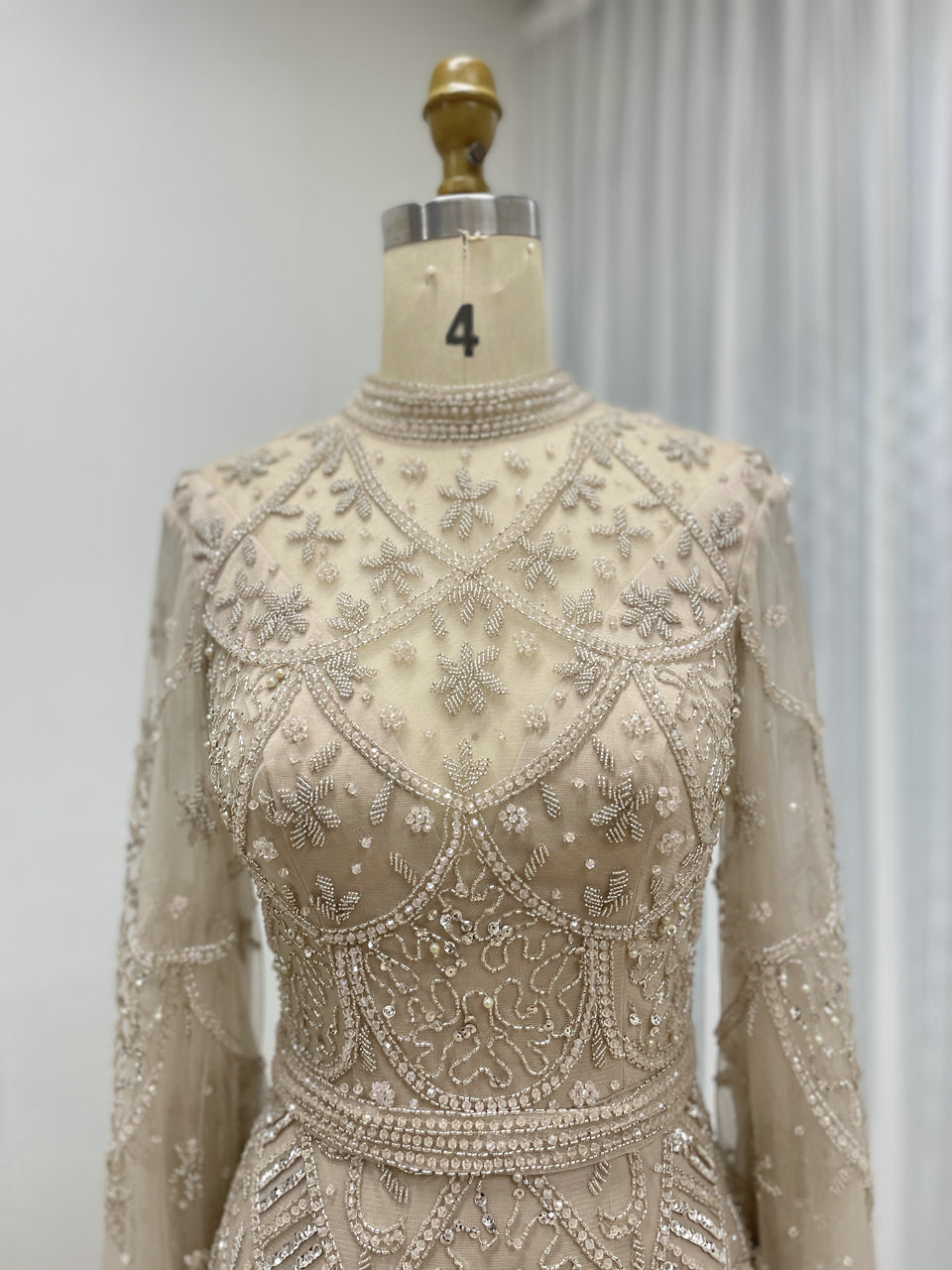 Dignified Long Sleeves High Neck Mermaid Evening Dresses Of The Bride Dresses MB40247