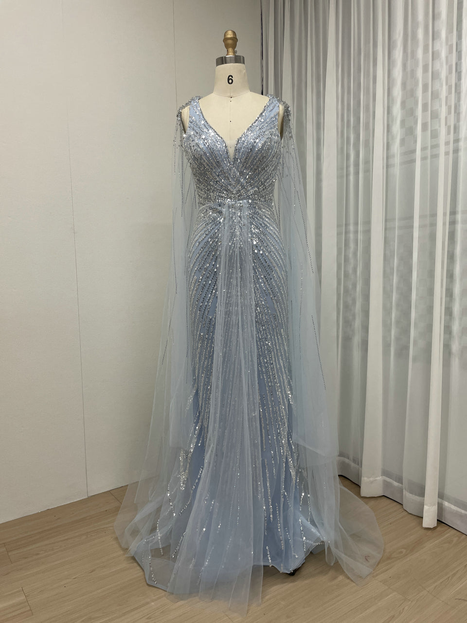 Couture Beading Cape Back Wedding Birthday Party Evening Dress MB40252