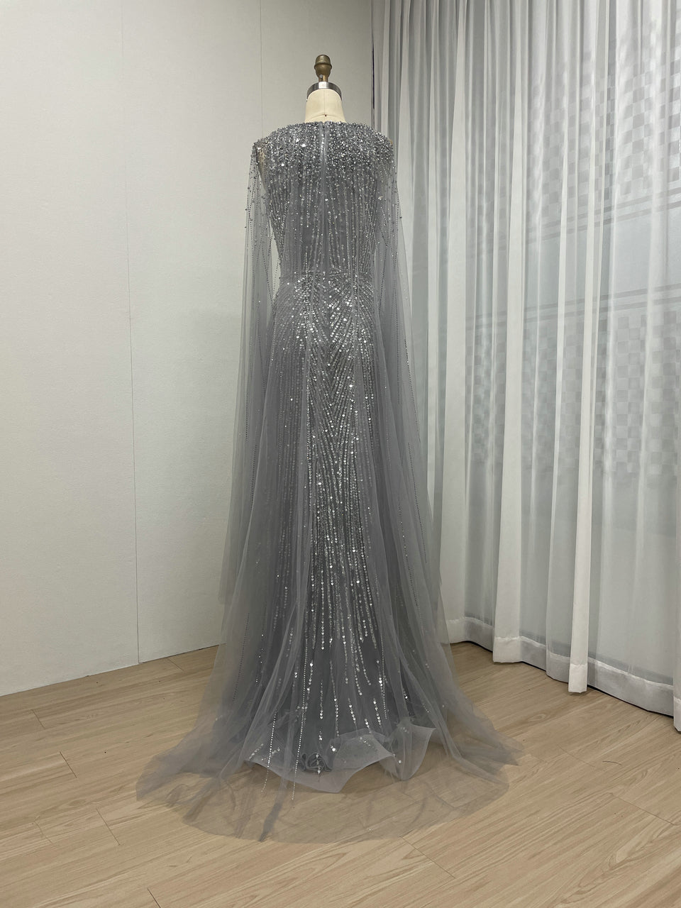Couture Beading Cape Back Wedding Birthday Party Evening Dress MB40252