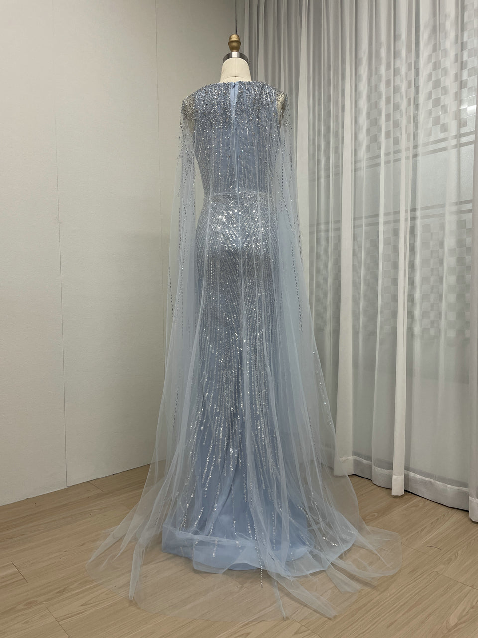 Couture Beading Cape Back Wedding Birthday Party Evening Dress MB40252