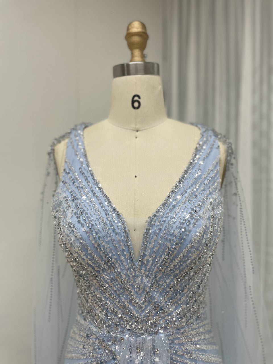 Couture Beading Cape Back Wedding Birthday Party Evening Dress MB40252