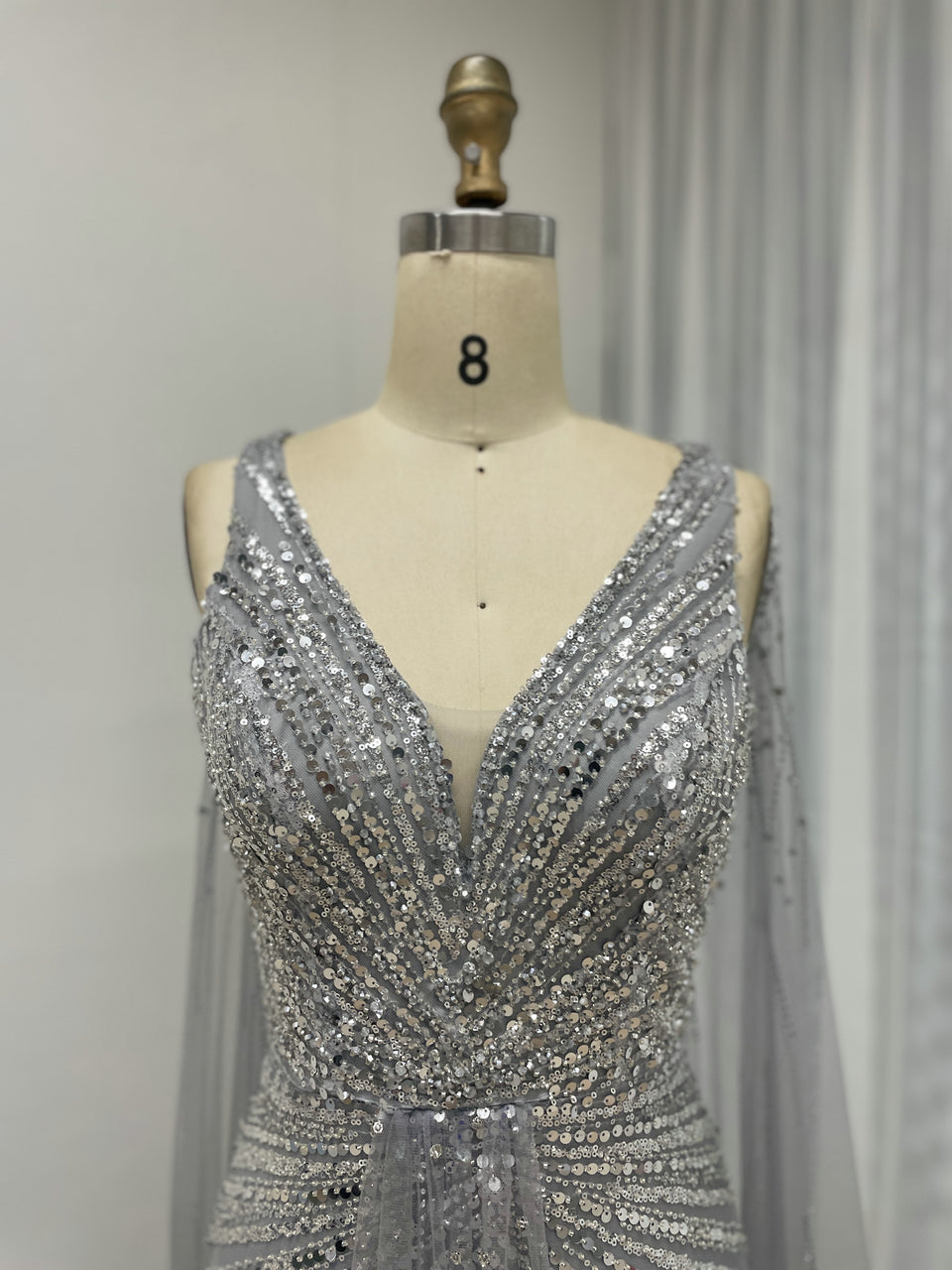 Couture Beading Cape Back Wedding Birthday Party Evening Dress MB40252