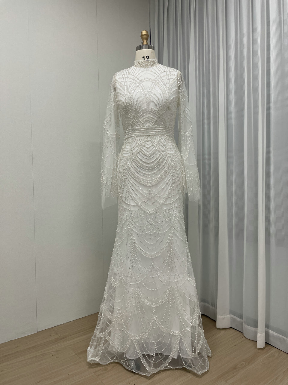 High Neck Long Sleeve Muslim Women Evening Party Dress MB40254