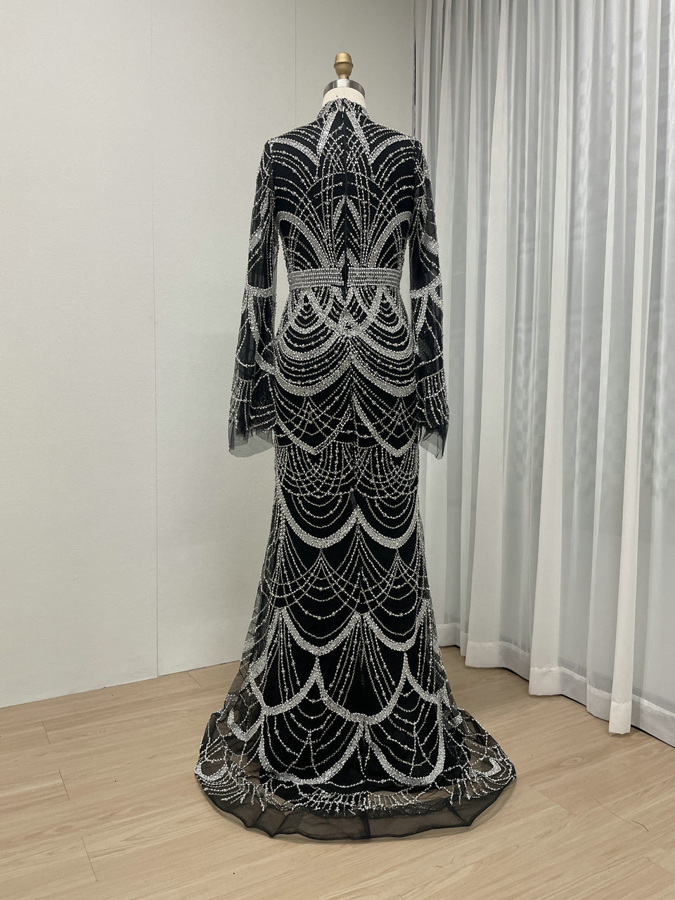 High Neck Long Sleeve Muslim Women Evening Party Dress MB40254