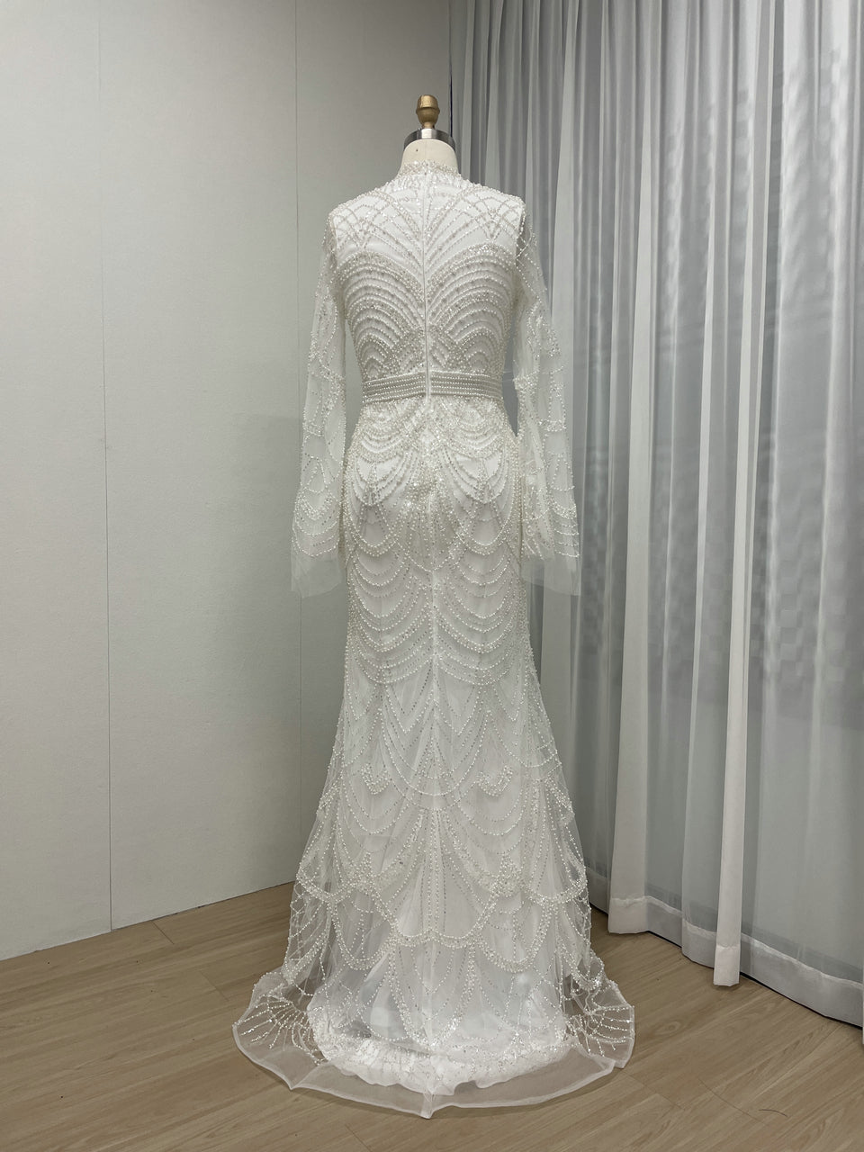 High Neck Long Sleeve Muslim Women Evening Party Dress MB40254