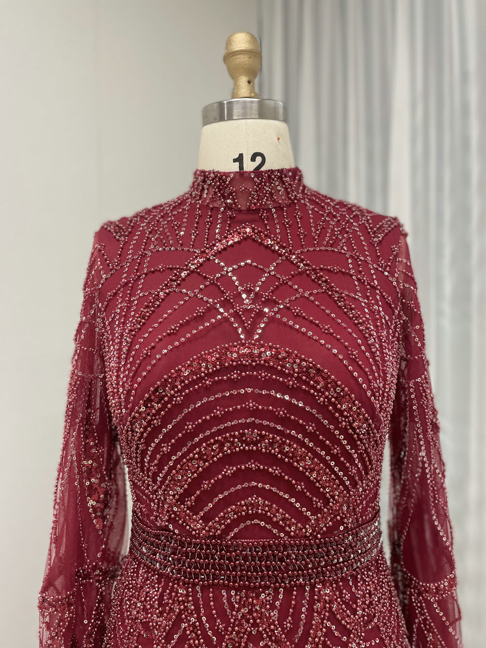 High Neck Long Sleeve Muslim Women Evening Party Dress MB40254