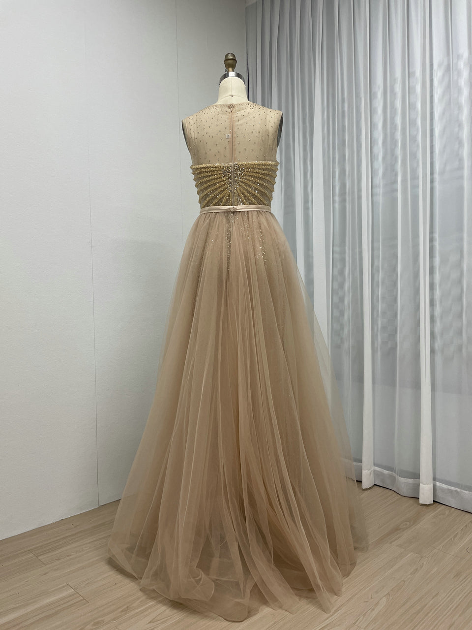 Sleeveless Shining Beading Over-Skirt Engagement Party Dress MB40256