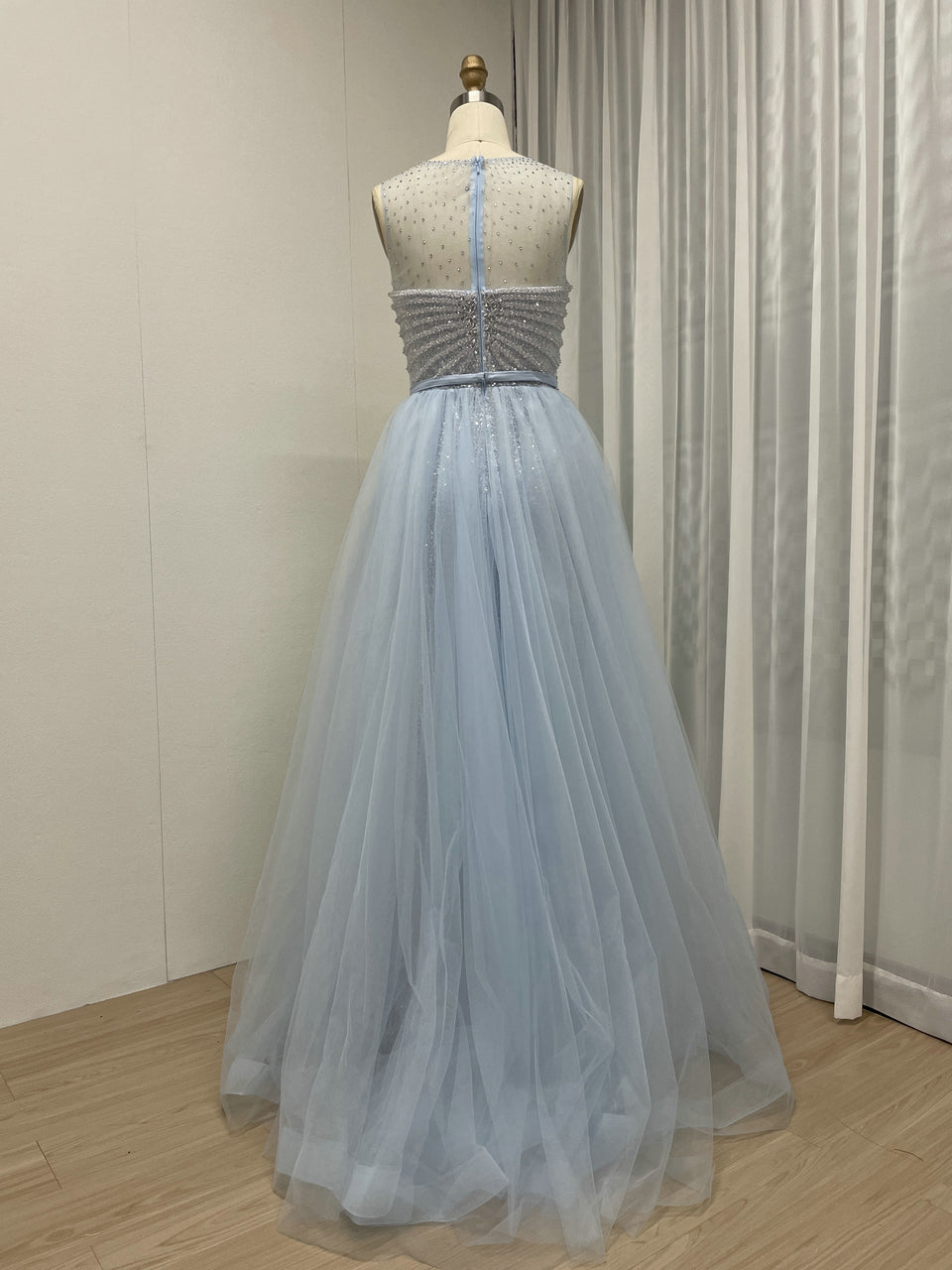 Sleeveless Shining Beading Over-Skirt Engagement Party Dress MB40256