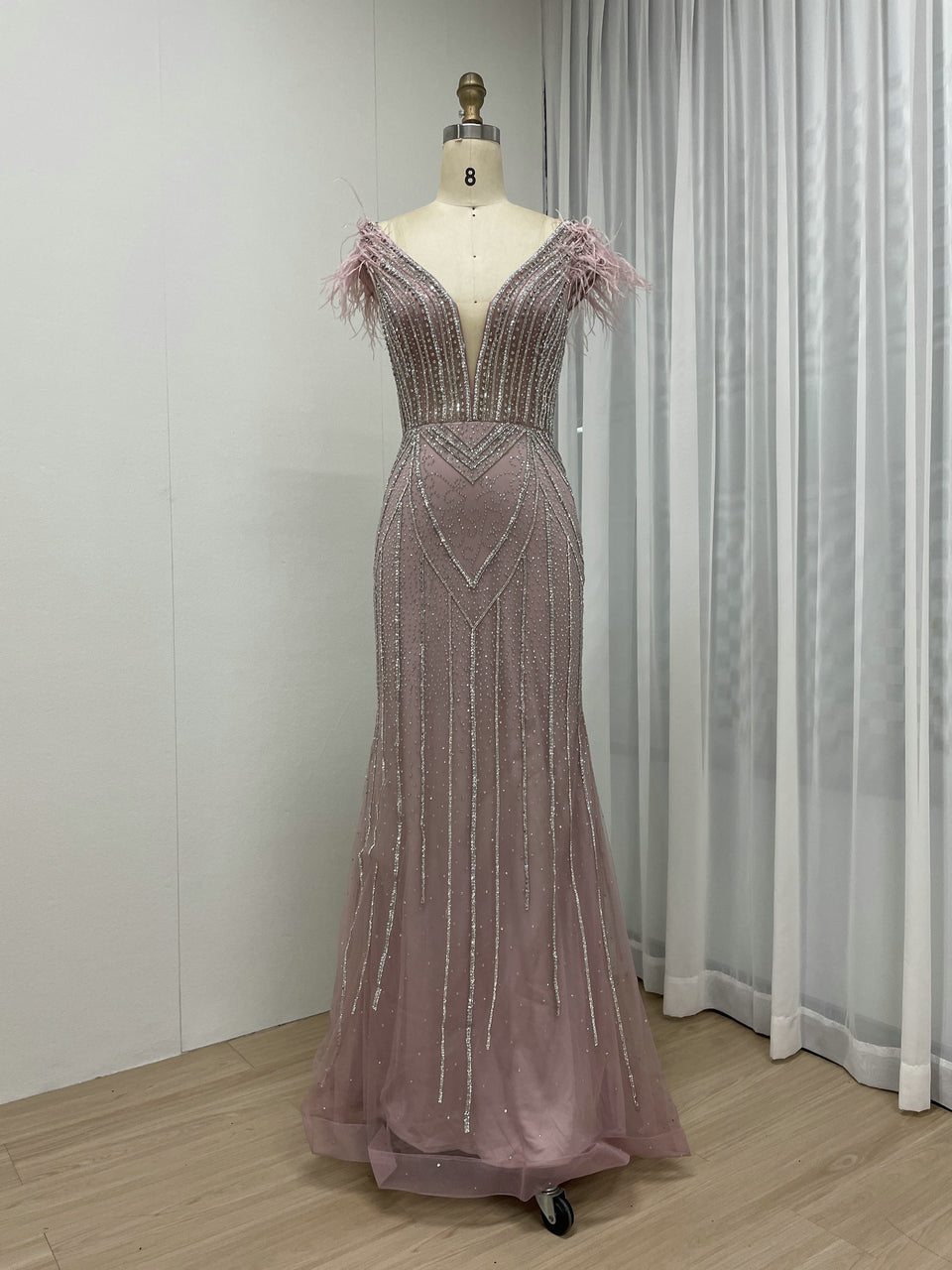 Petite Women Body Fitted Birthday Party Pink Evening Dress MB40257