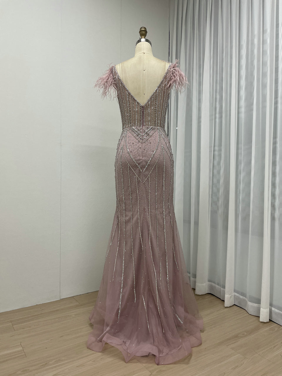 Petite Women Body Fitted Birthday Party Pink Evening Dress MB40257