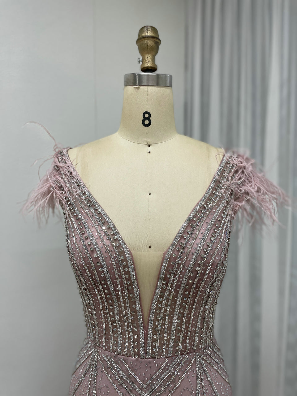 Petite Women Body Fitted Birthday Party Pink Evening Dress MB40257