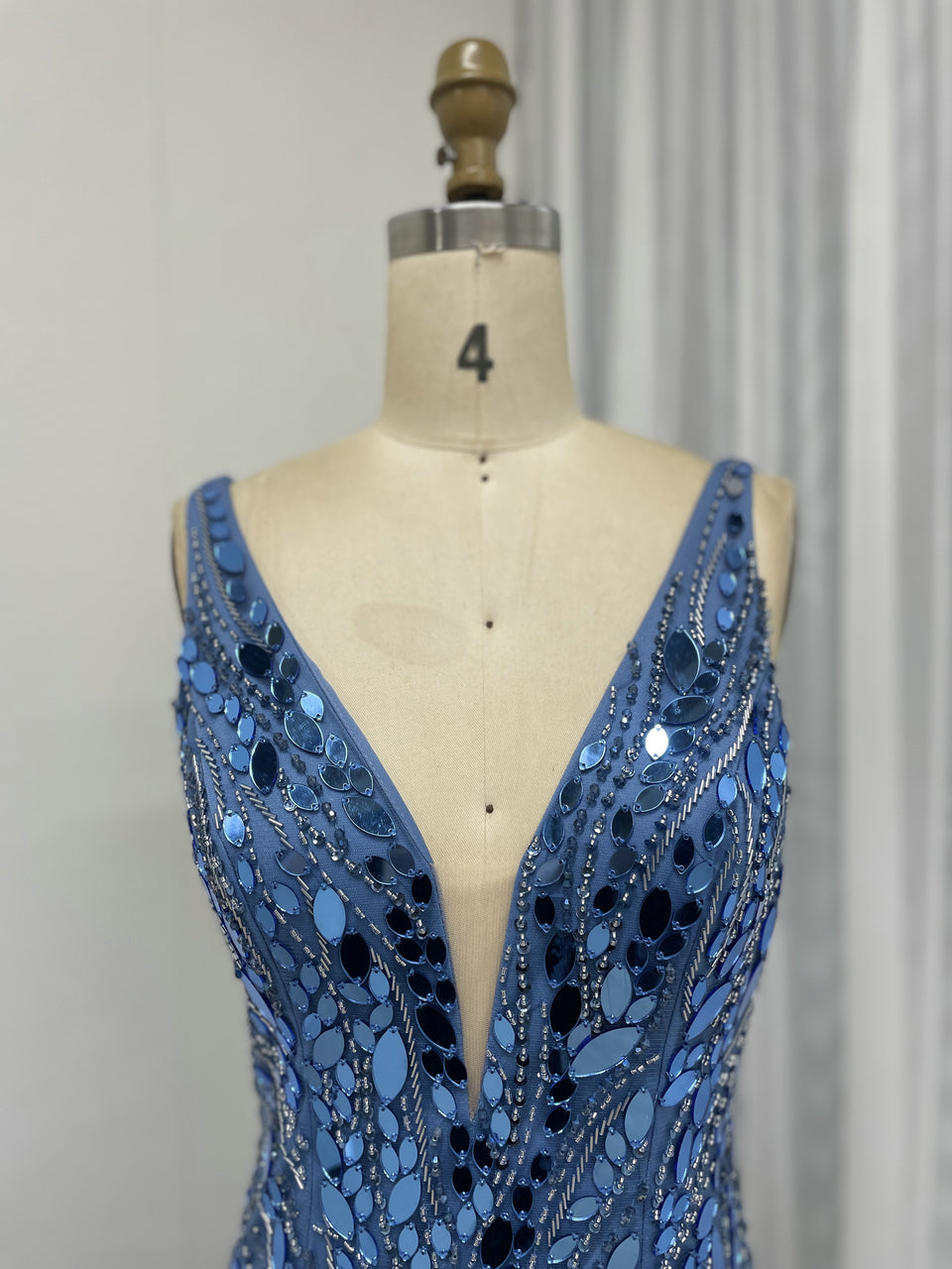 Beading Couture High Split Feather Skirt Evening Dress MB40261