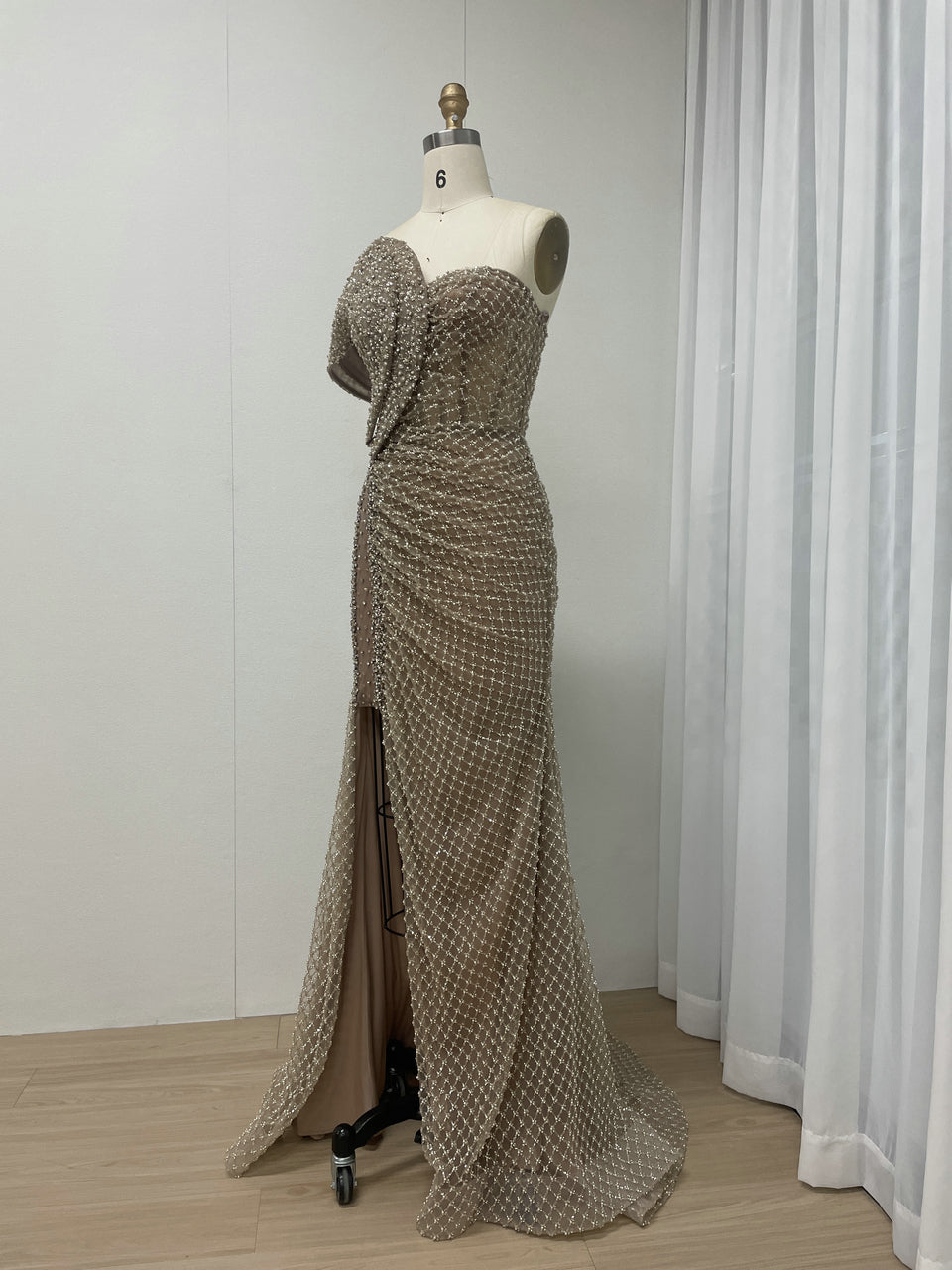 Luxury Couture Beading High Split Wedding Party Evening Dress MB40262