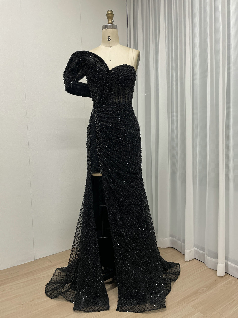 Luxury Couture Beading High Split Wedding Party Evening Dress MB40262