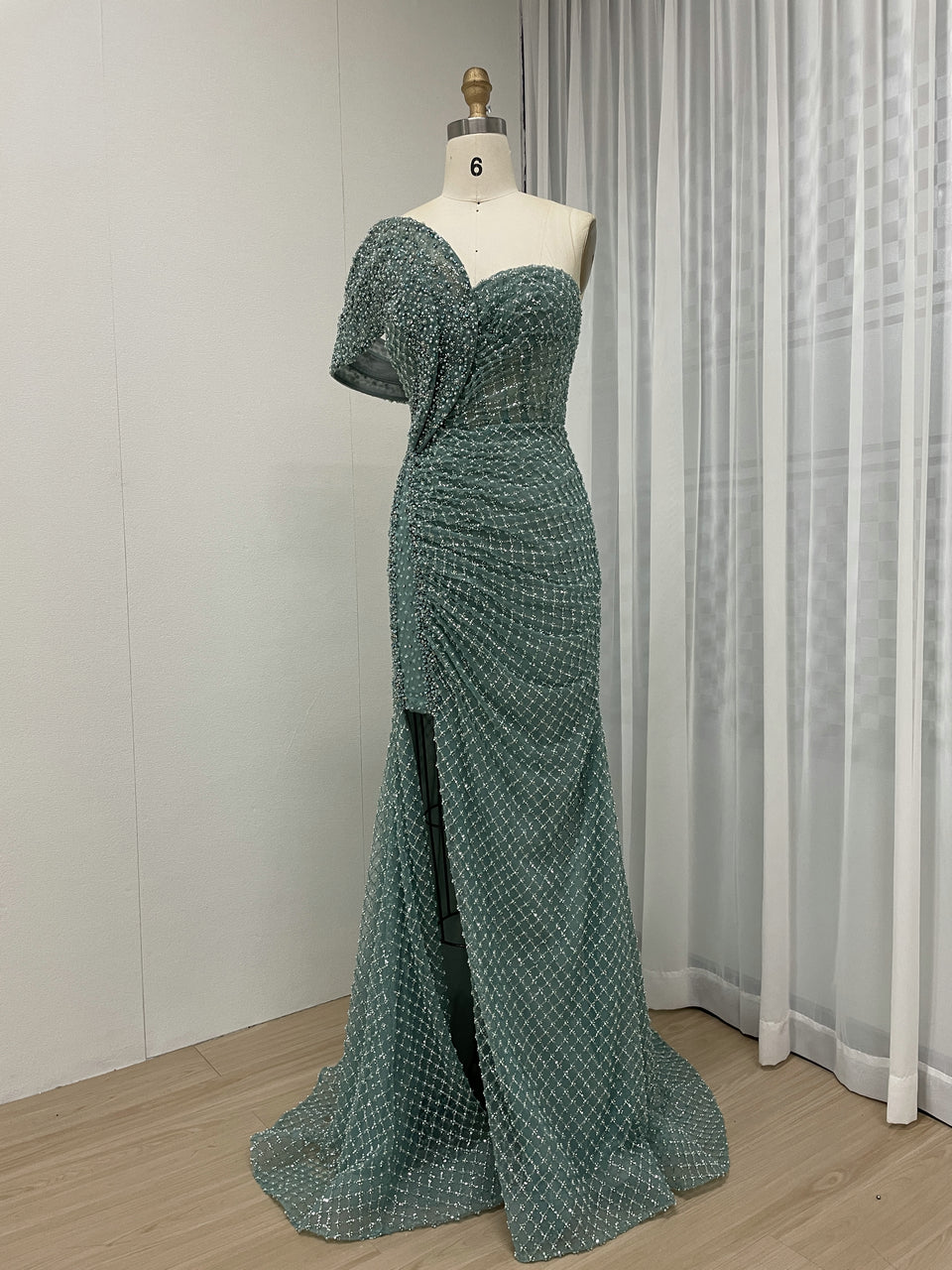 Luxury Couture Beading High Split Wedding Party Evening Dress MB40262