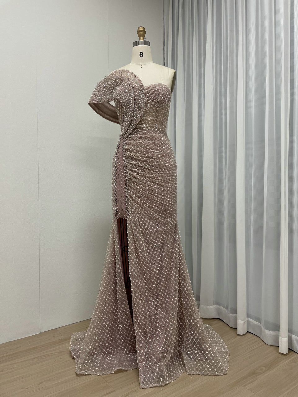 Luxury Couture Beading High Split Wedding Party Evening Dress MB40262