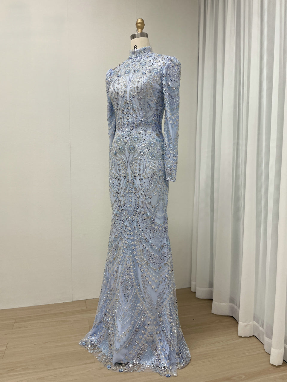 Elegant Couture Beading Lace Long Sleeve Wedding Party Mother Dress MB40264