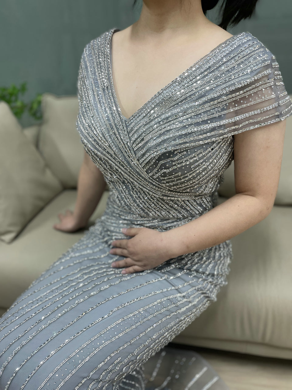 Cap Sleeve Mermaid Fitted Birthday Party Evening Dress MB40265