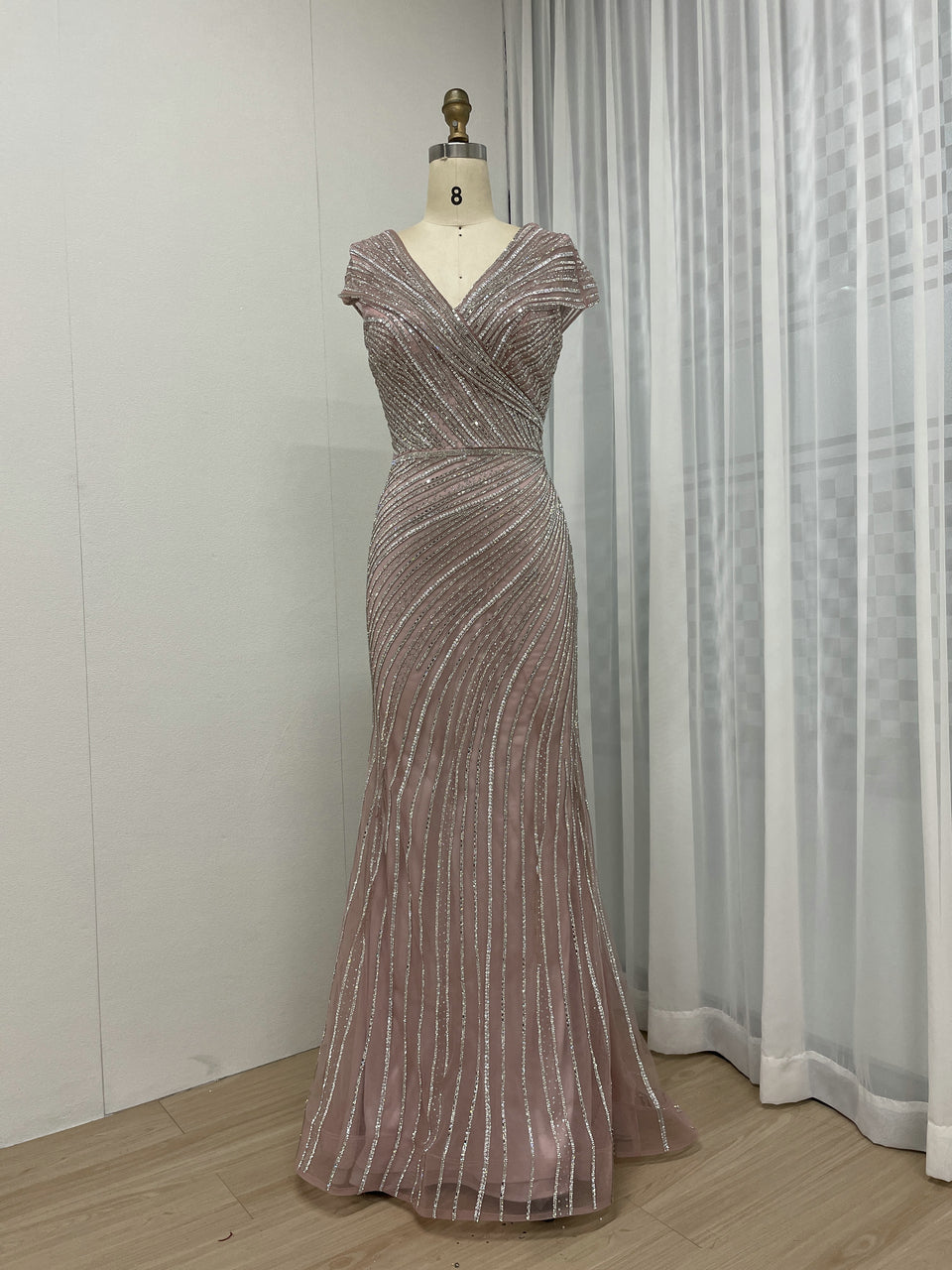 Cap Sleeve Mermaid Fitted Birthday Party Evening Dress MB40265