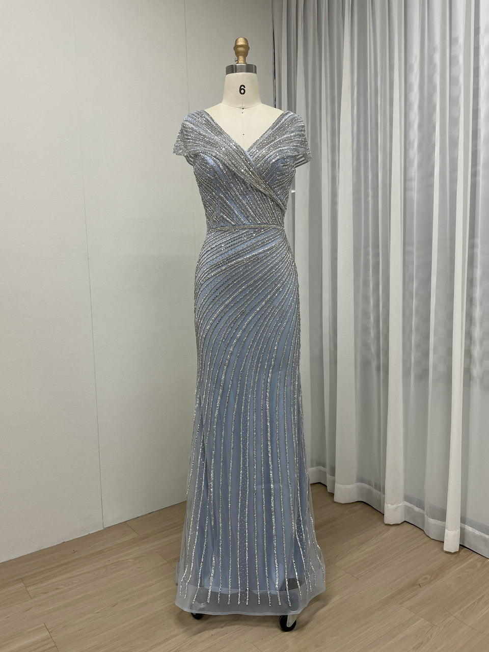 Cap Sleeve Mermaid Fitted Birthday Party Evening Dress MB40265