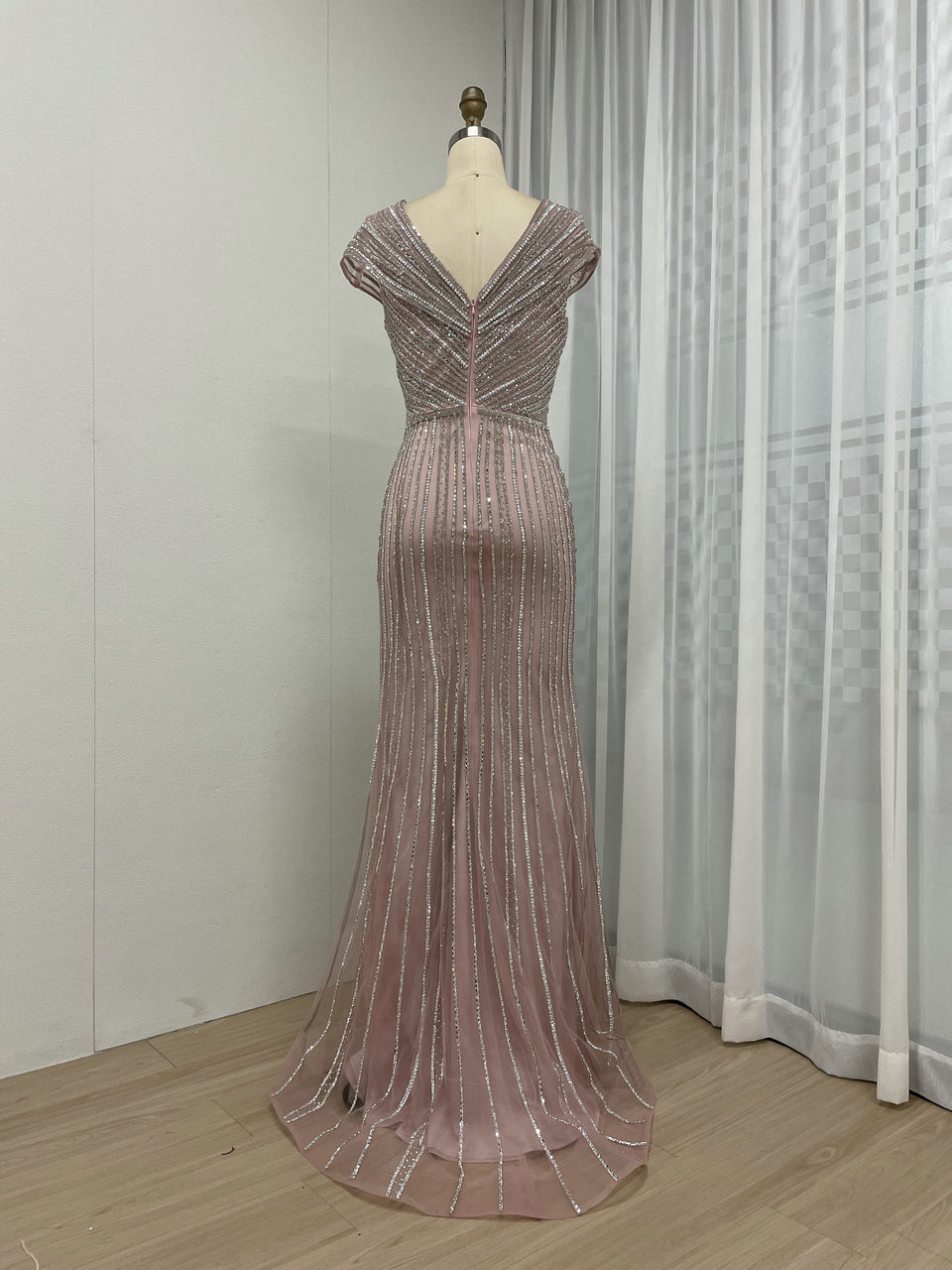 Cap Sleeve Mermaid Fitted Birthday Party Evening Dress MB40265