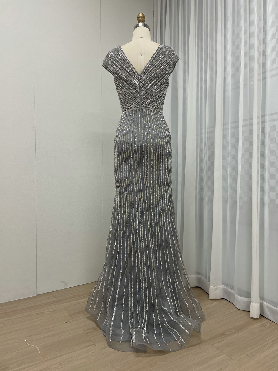 Cap Sleeve Mermaid Fitted Birthday Party Evening Dress MB40265