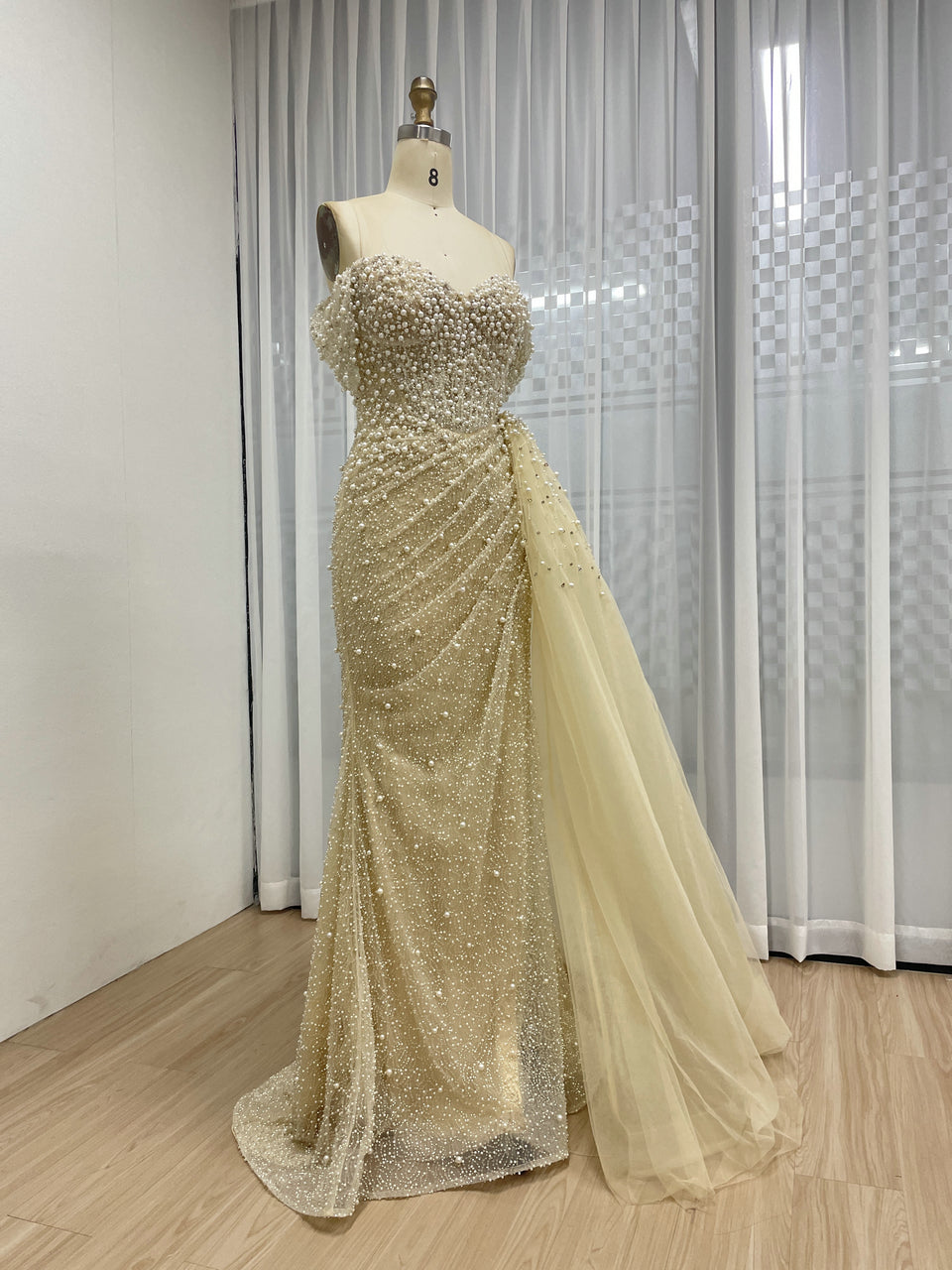 Luxury Beaded Sweetheart Neck Strapless Mermaid Evening Gown for Sexy Ladies MB40268-3