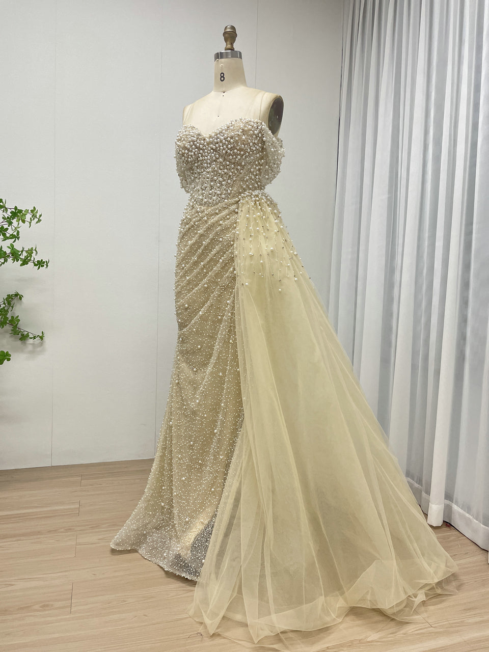 Luxury Beaded Sweetheart Neck Strapless Mermaid Evening Gown for Sexy Ladies MB40268-3