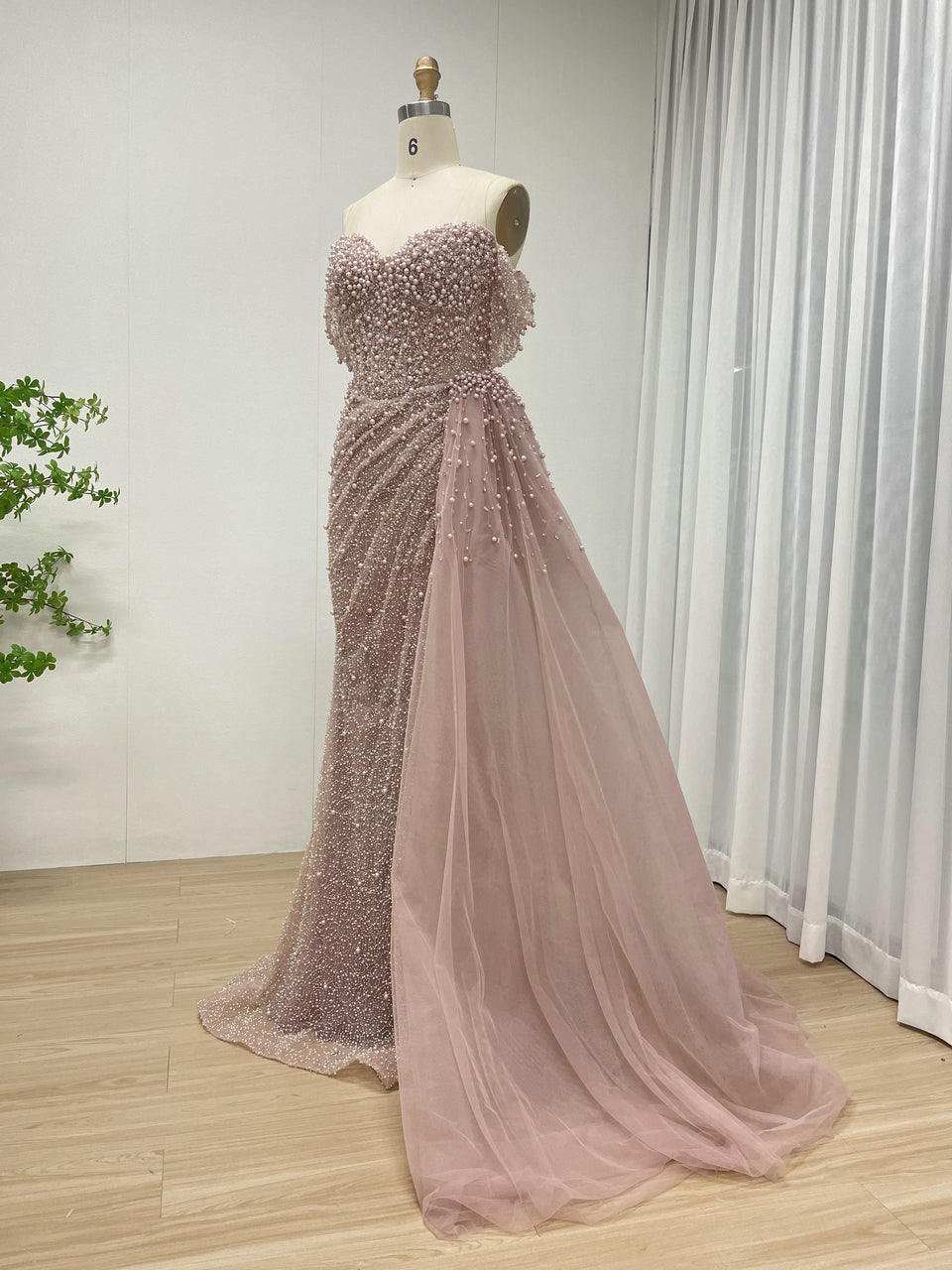 Luxury Beaded Sweetheart Neck Strapless Mermaid Evening Gown for Sexy Ladies MB40268-3