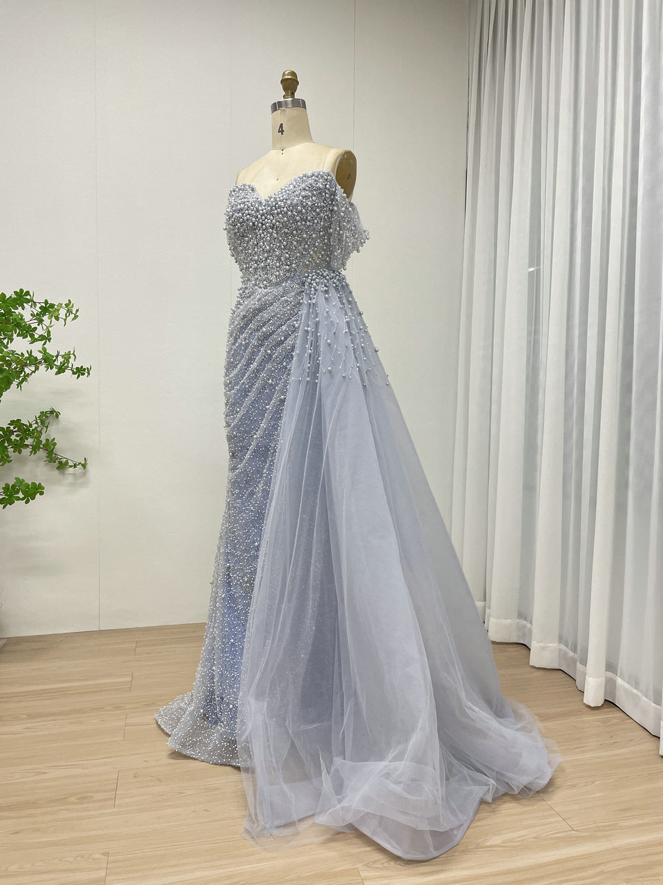 Luxury Beaded Sweetheart Neck Strapless Mermaid Evening Gown for Sexy Ladies MB40268-3