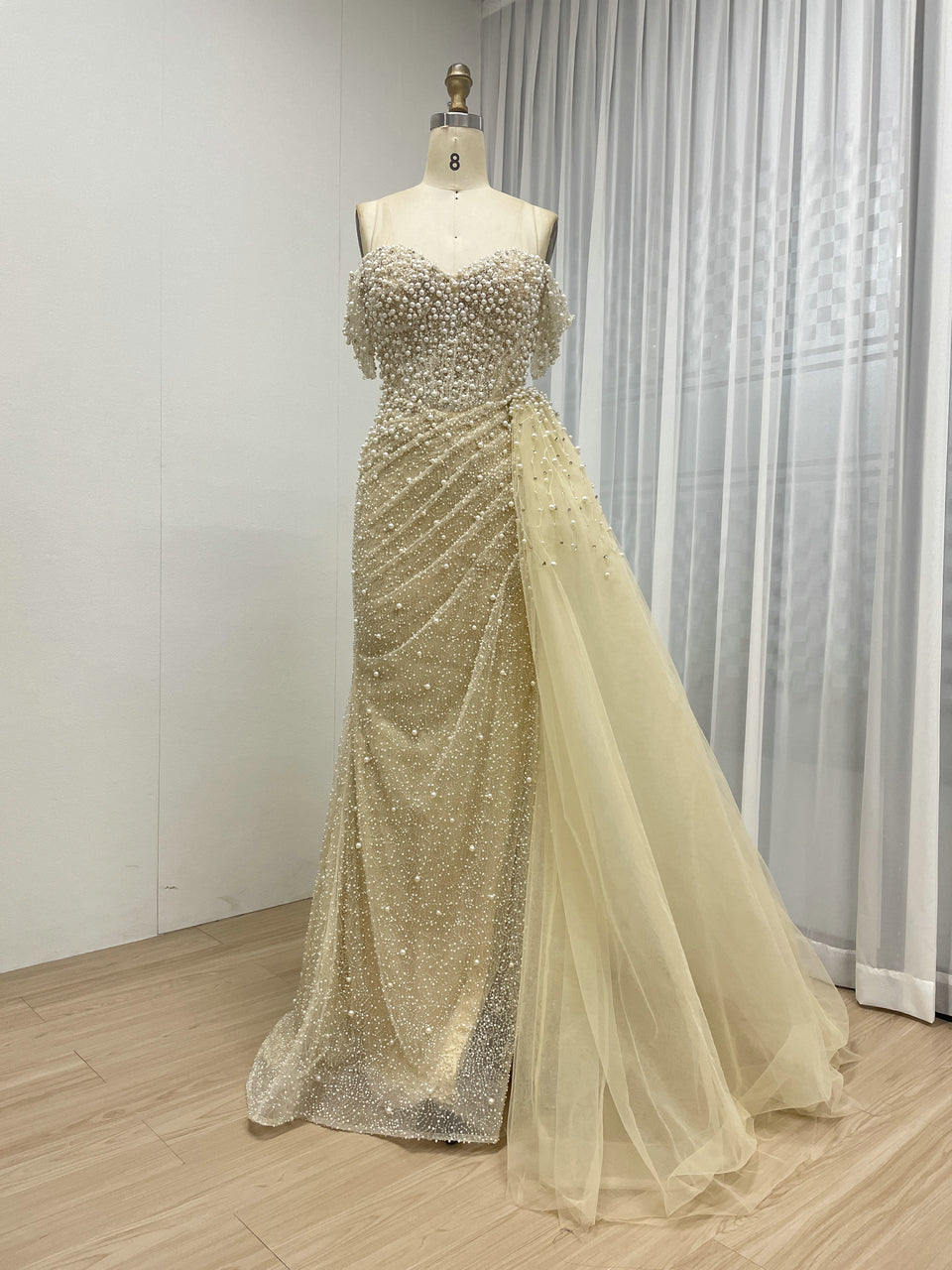 Luxury Beaded Sweetheart Neck Strapless Mermaid Evening Gown for Sexy Ladies MB40268-3