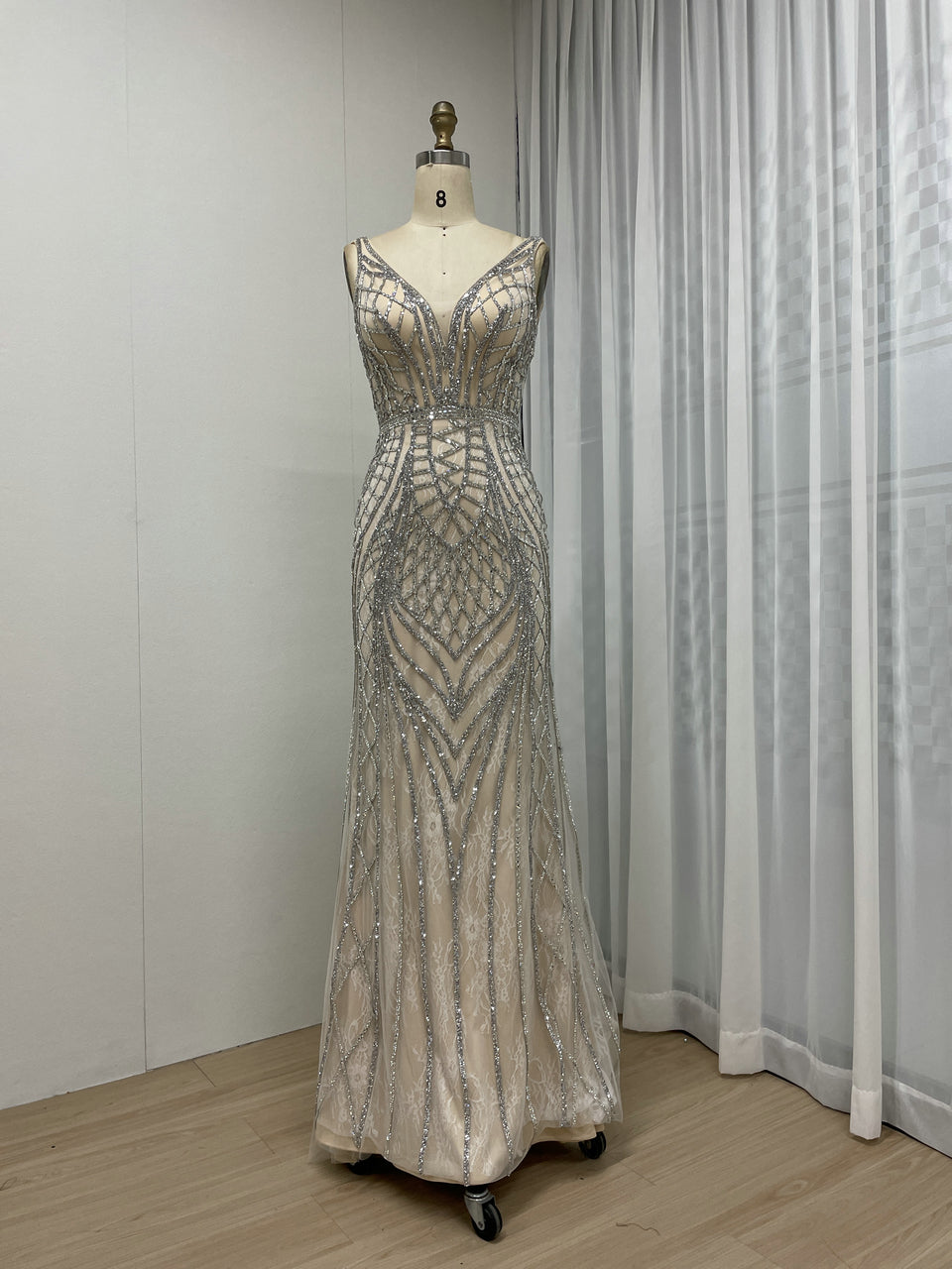 Sleeveless Plunging Neckline Mermaid High School Party Prom Dress MB40270