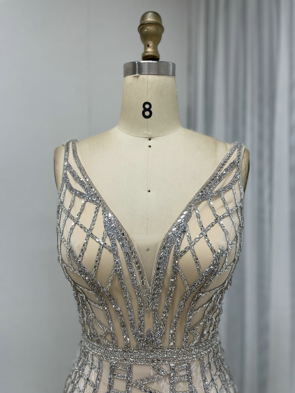 Sleeveless Plunging Neckline Mermaid High School Party Prom Dress MB40270