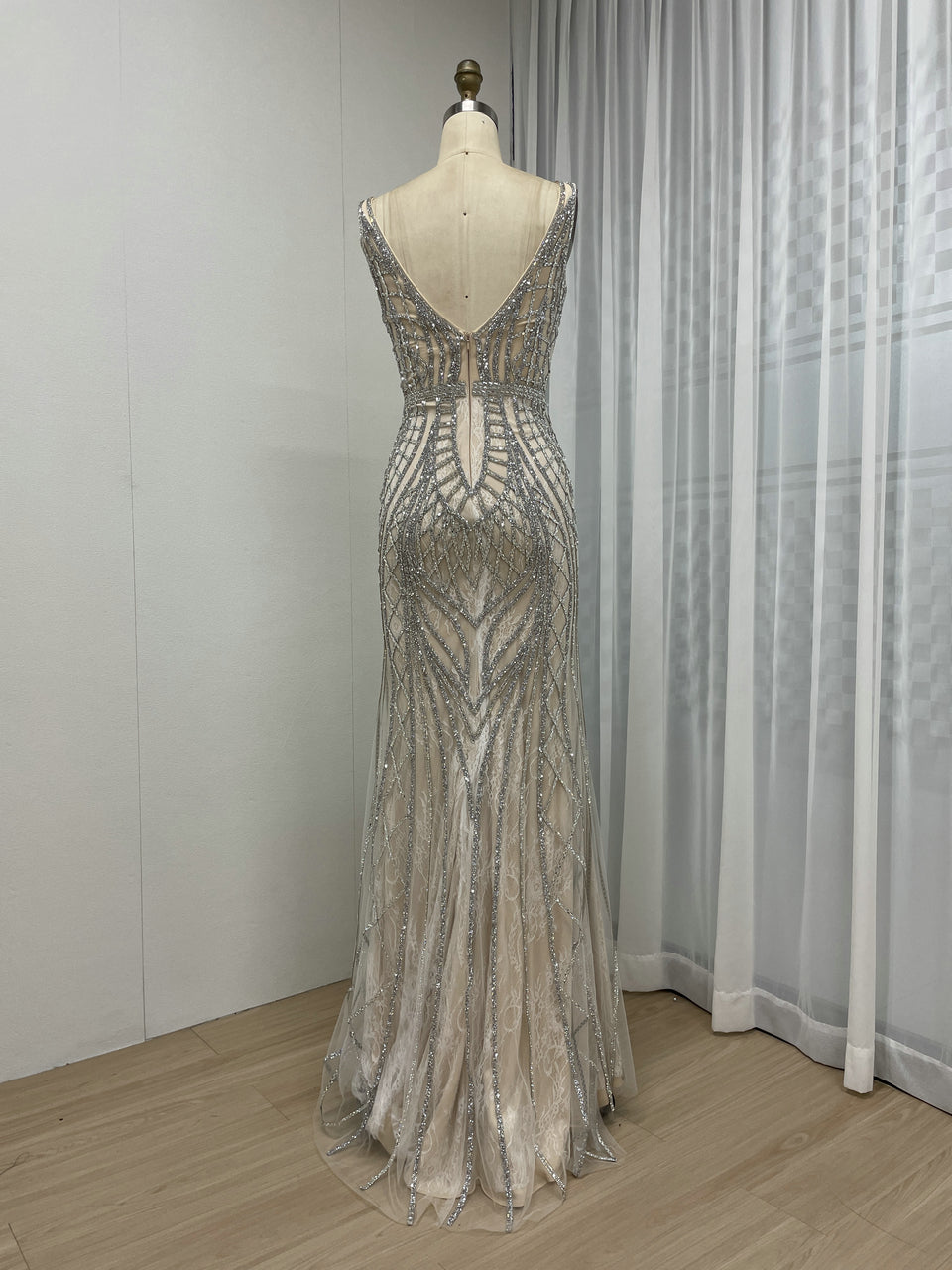 Sleeveless Plunging Neckline Mermaid High School Party Prom Dress MB40270