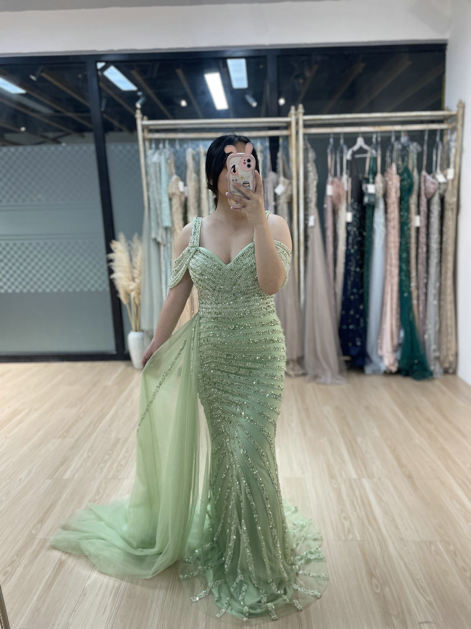 Spaghetti Strap Off Shoulder Couture Beading Birthday Party Prom Dress MB40276