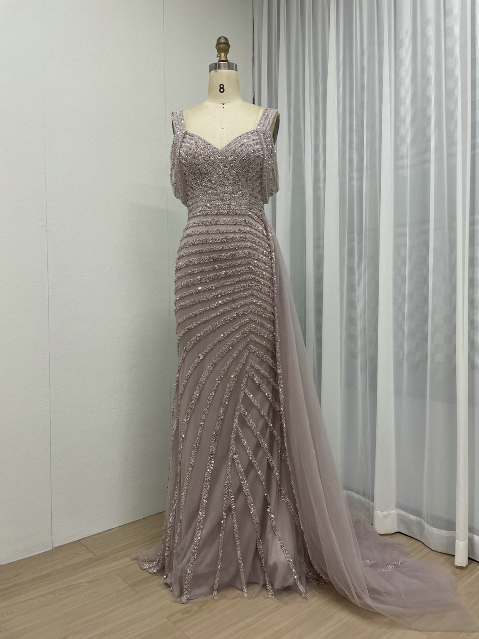 Spaghetti Strap Off Shoulder Couture Beading Birthday Party Prom Dress MB40276