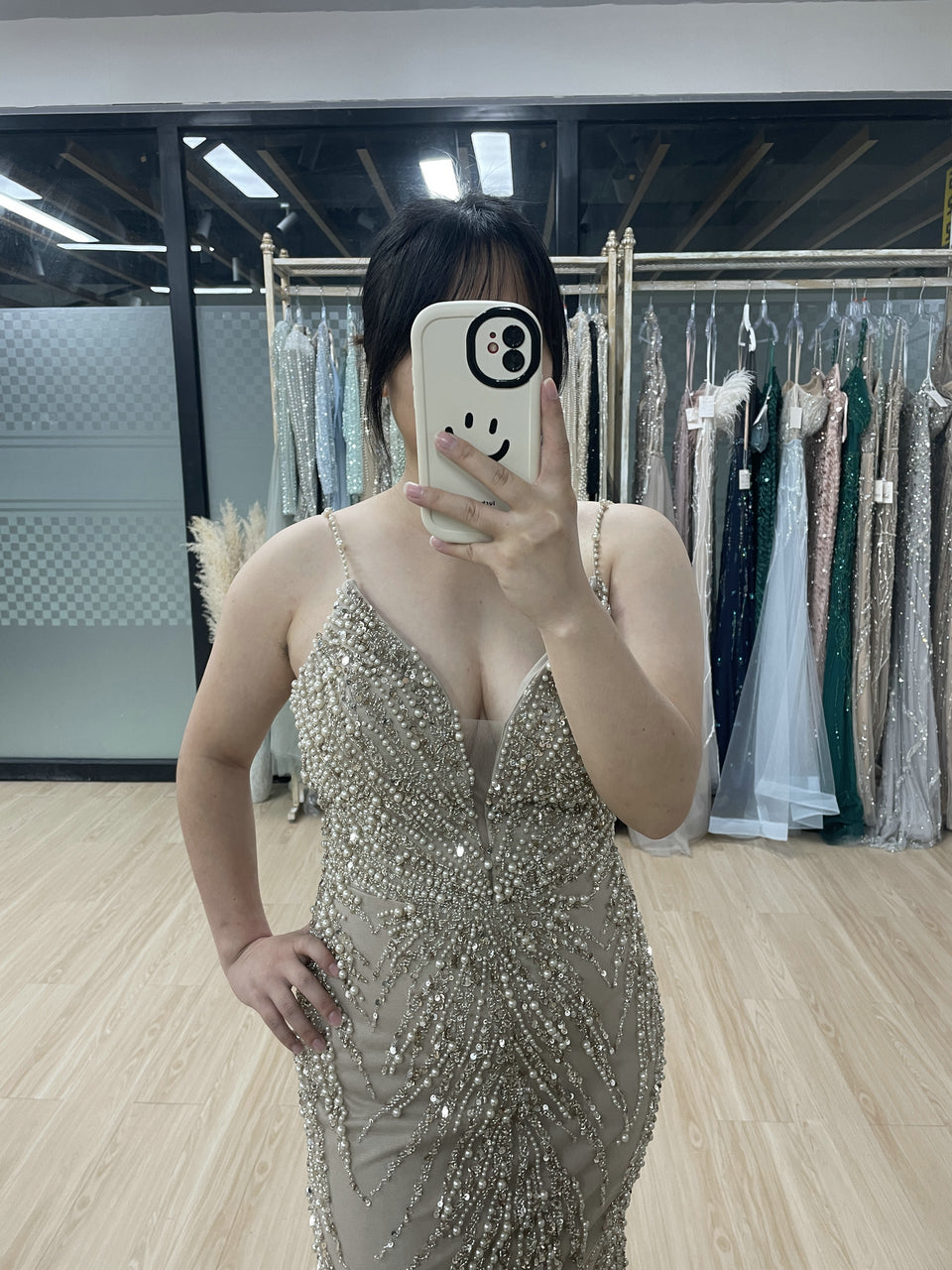 Removable Tulle Cape Low Back Beading Birthday Party Evening Dress MB40282