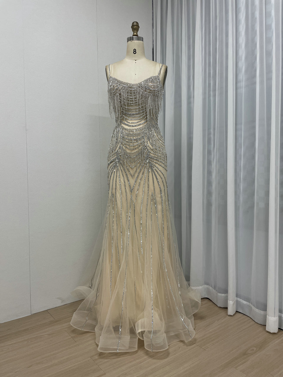 Strapless Beading Fringes Mermaid Birthday Party Prom Dress MB40284