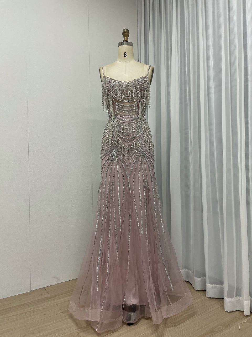 Strapless Beading Fringes Mermaid Birthday Party Prom Dress MB40284