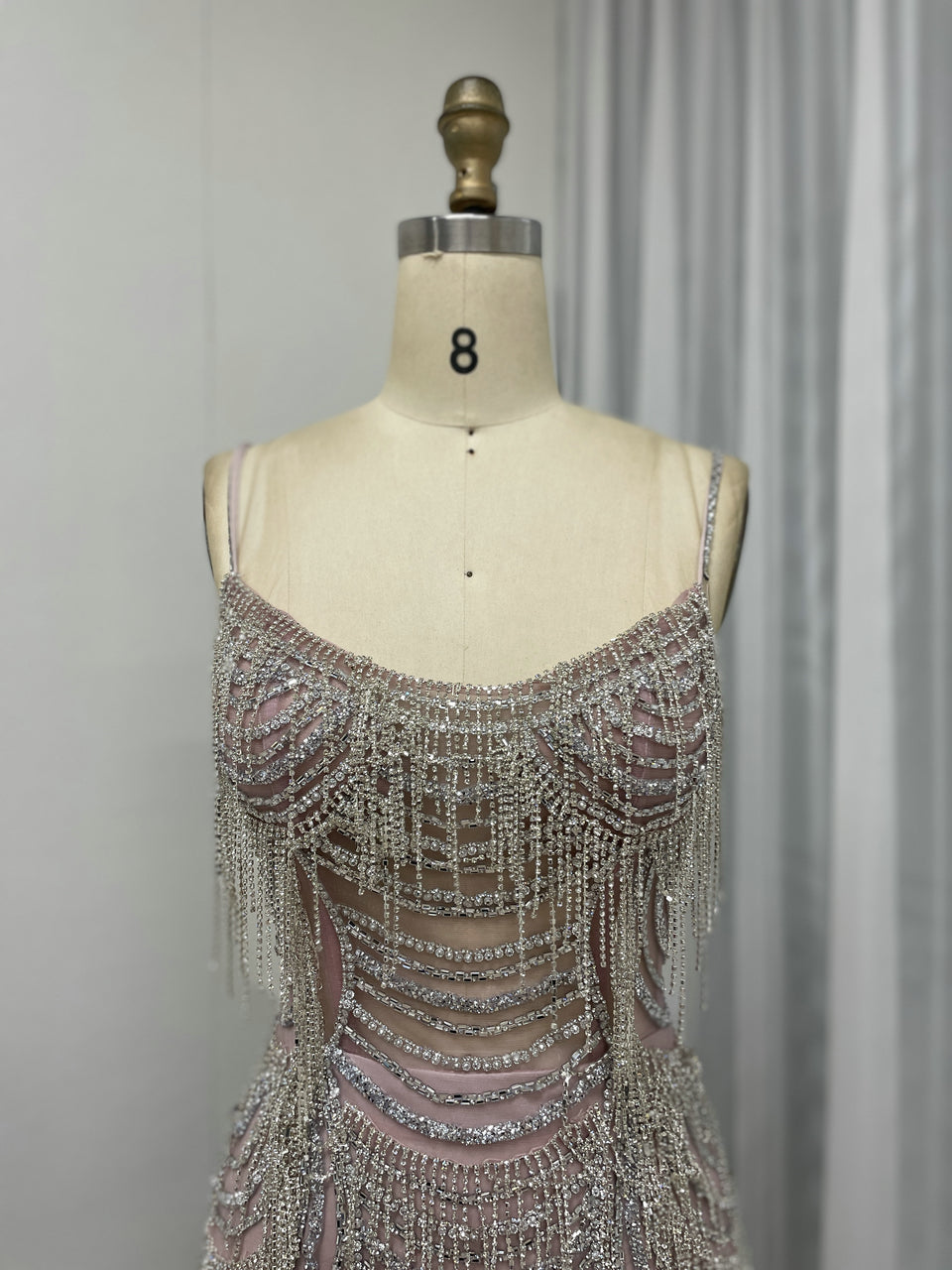 Strapless Beading Fringes Mermaid Birthday Party Prom Dress MB40284