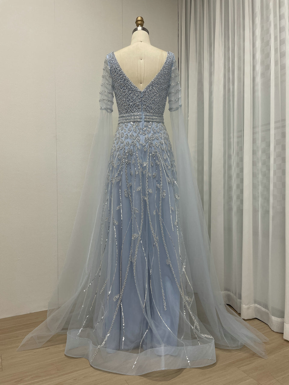 Plunging Neck A Line Couture Beading Lace Pink Evening Dress MB40285