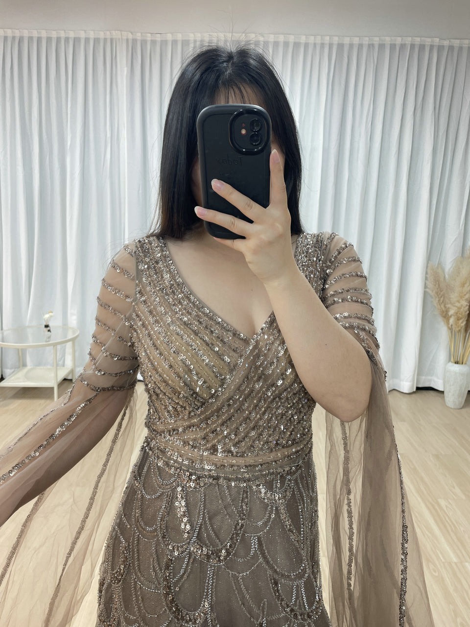 Luxury Beading Cape Sleeves A-Line Evening Dress for Elegant Plus Size Mother of the Bride Women MB40289